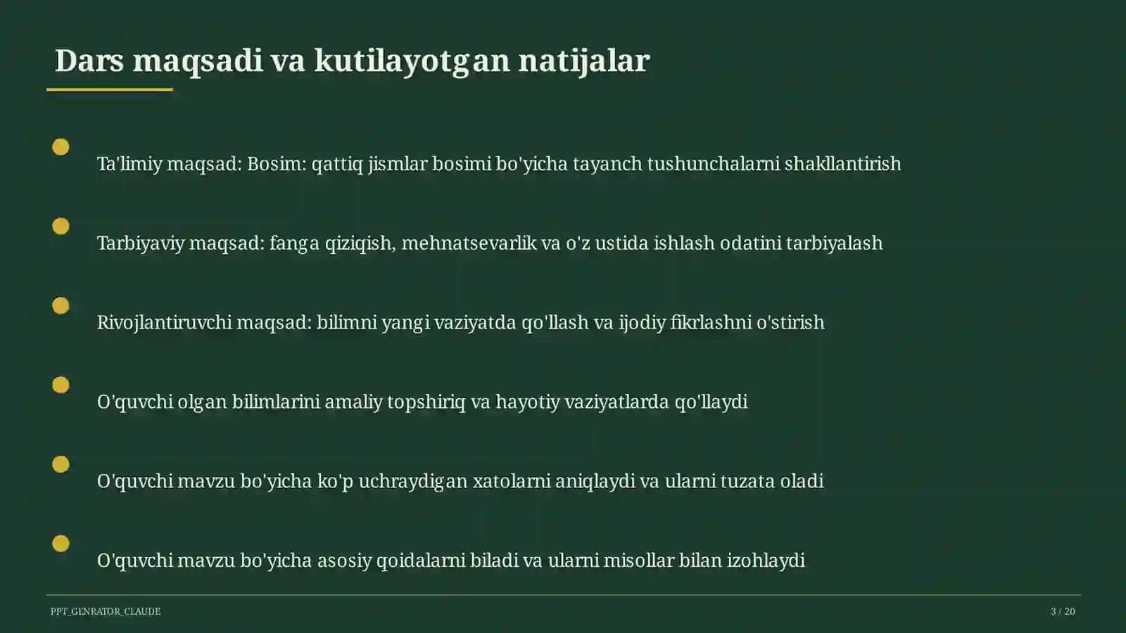 Bosim: qattiq jismlar bosimi (6-sinf) 3