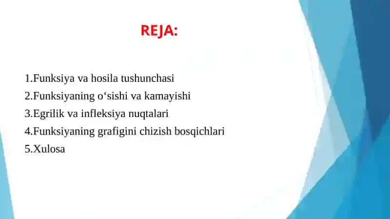 FUNKSIYALARNI HOSILA YORDAMIDA TAHLIL QILISH 3