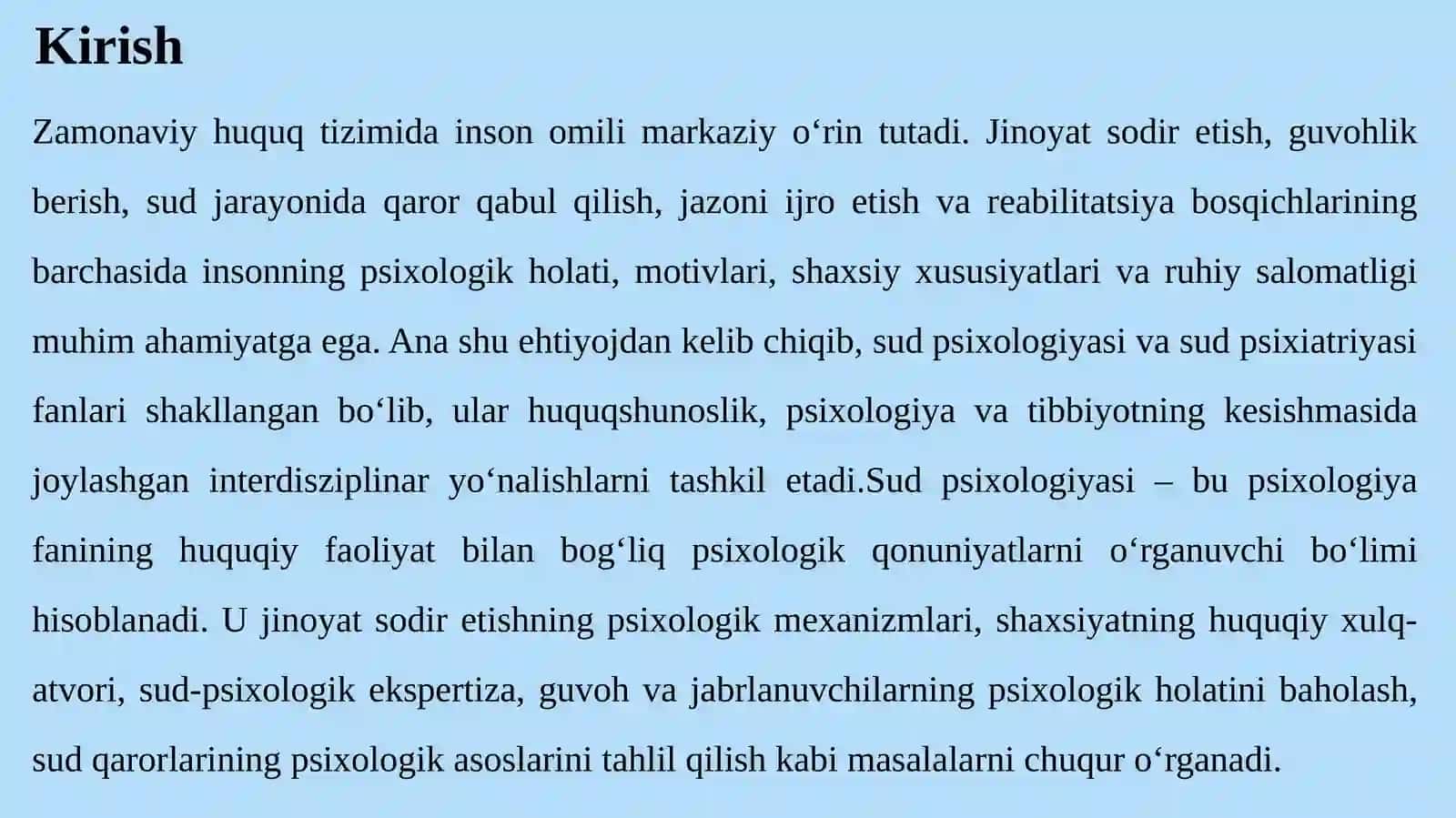 Sud psixologiyasi va psixiatriyasiga kirish 3