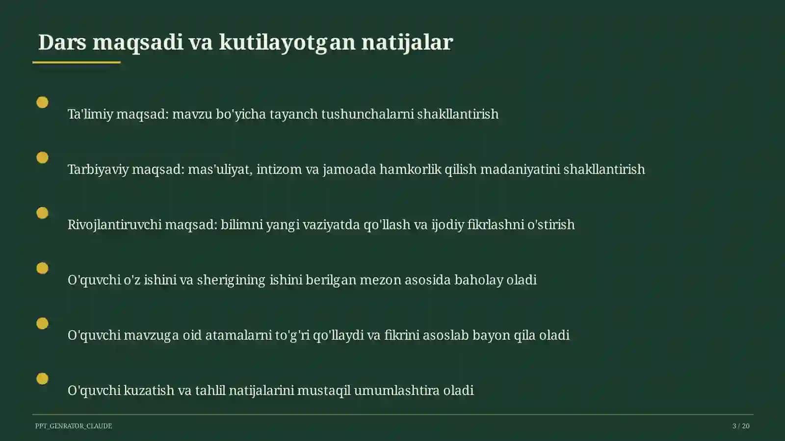 Dolzarb mavzular — maktab va o'qituvchilar (2026) — o'quvchilar uchun 3