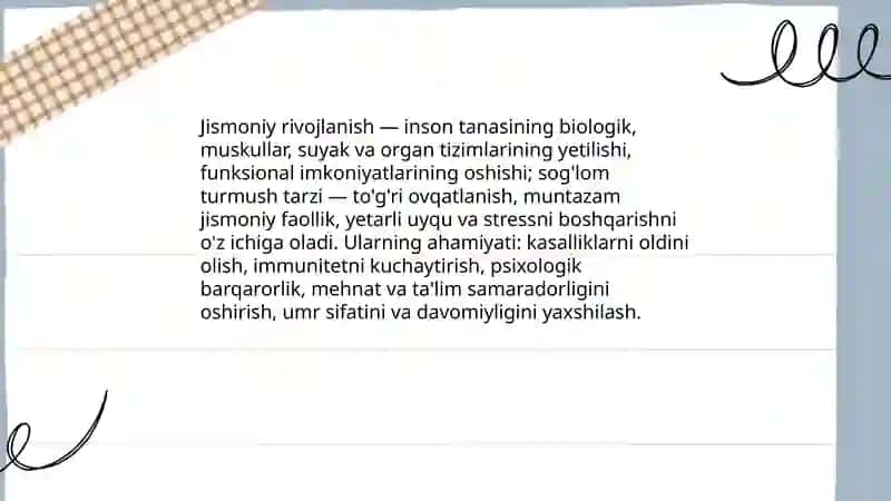 Jismoniy rivojlanish va sog'lom turmush tarzining shakklanishi 3
