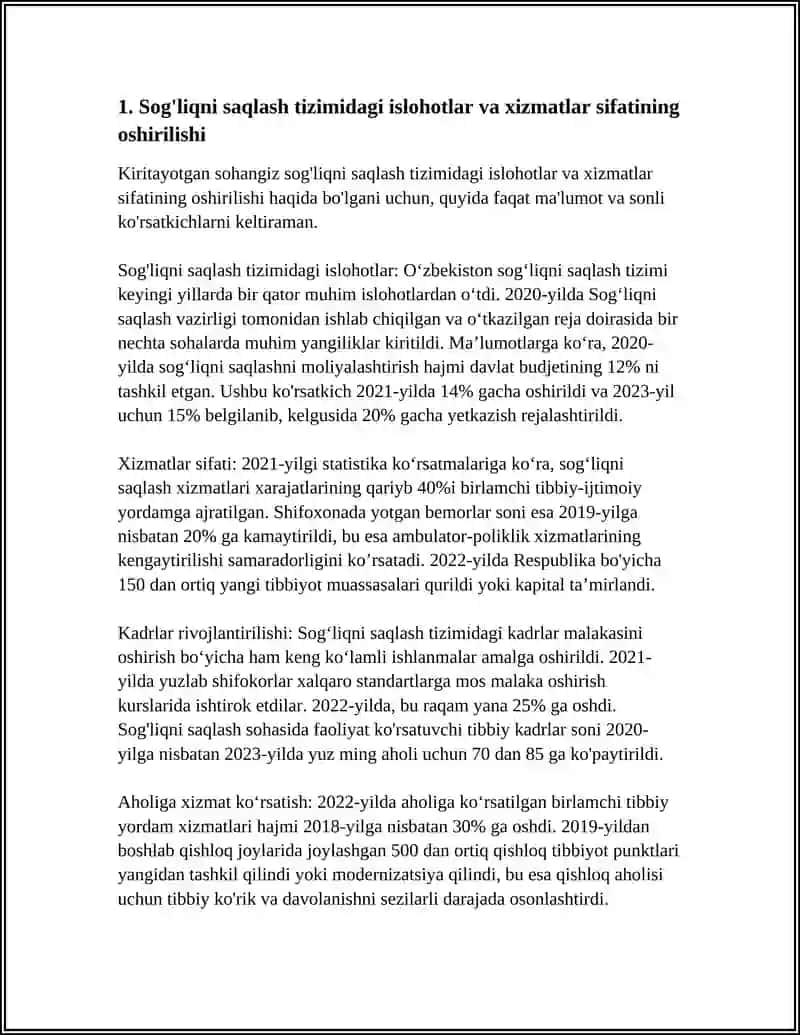 O'ZBEKISTON DA IJTIMOIY SOHADA AMALGA OSHIRILAYOTGAN O'ZGARISHLAR MAZMUN VA MOHIYATI 3