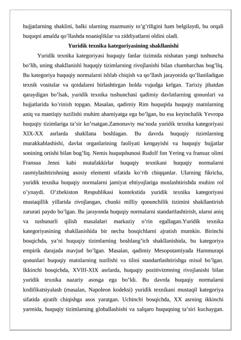 Yuridik texnikaning yuridik fanlar tizimidagi o'rni 3