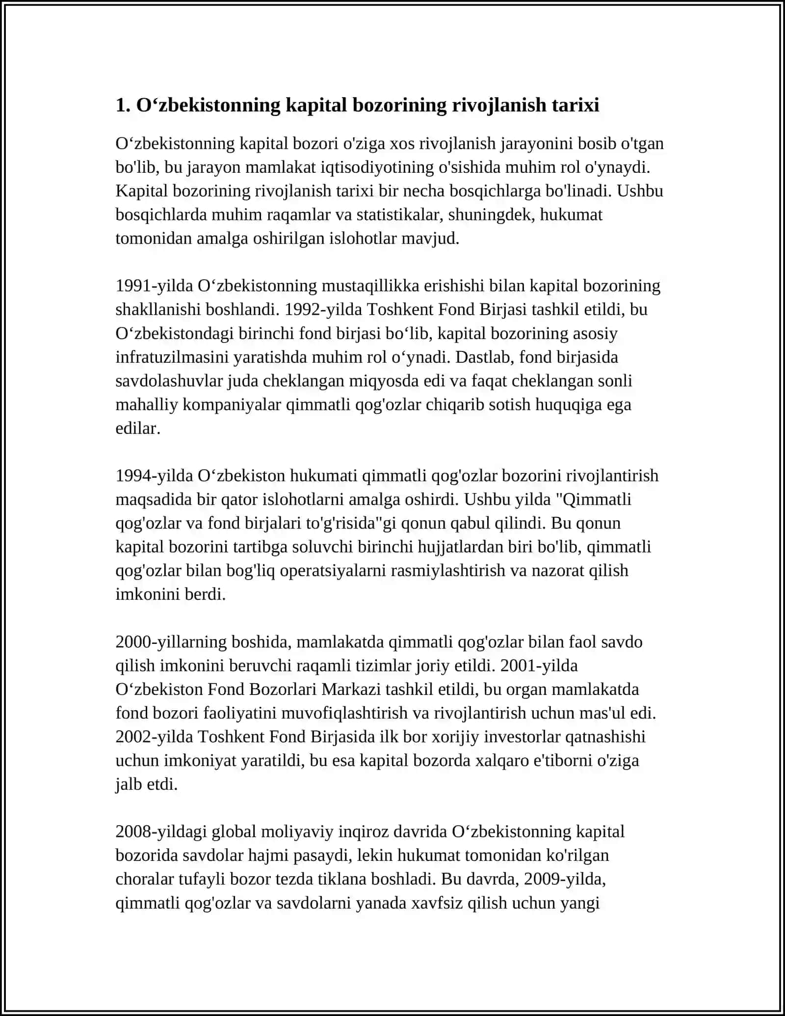 OʻZBEKISTON KAPITAL BOZOR XUSIYATLARI 3