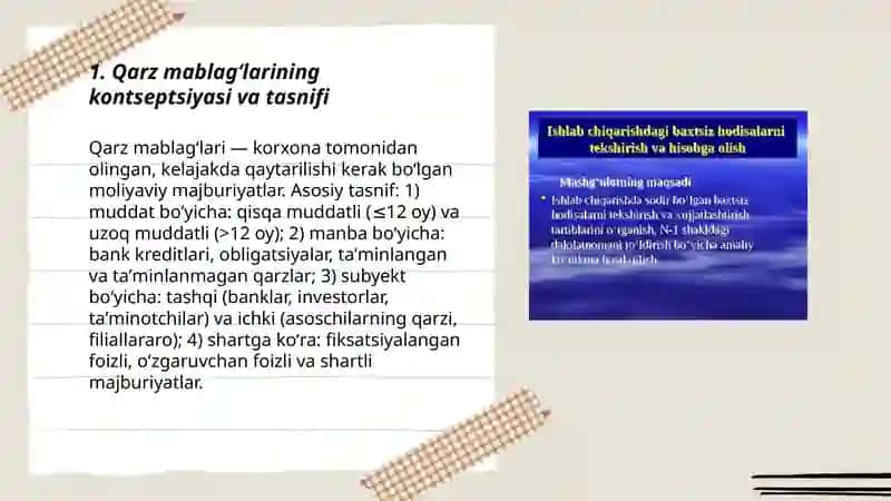 Qarz mablagʻlarini hisobga olish va tahlil qilish 3