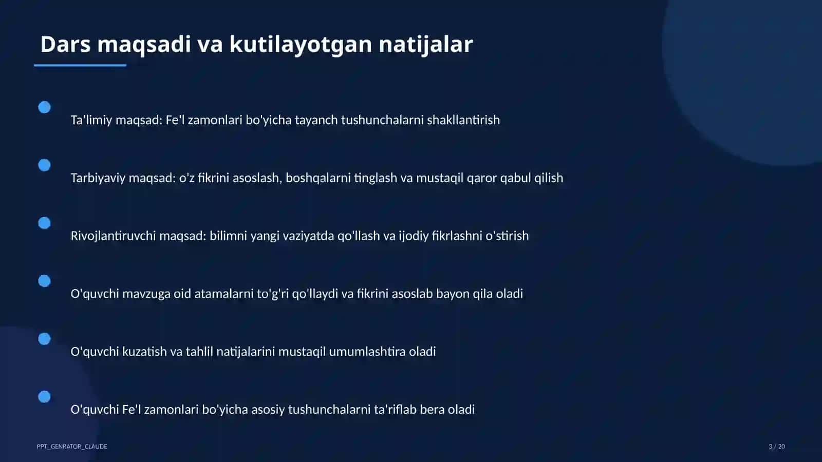 Fe'l zamonlari (4-sinf) 3