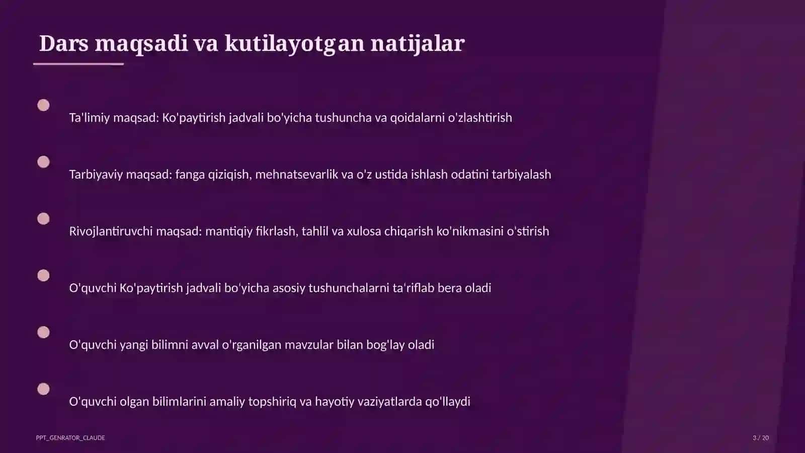 Ko'paytirish jadvali (2-sinf) 3