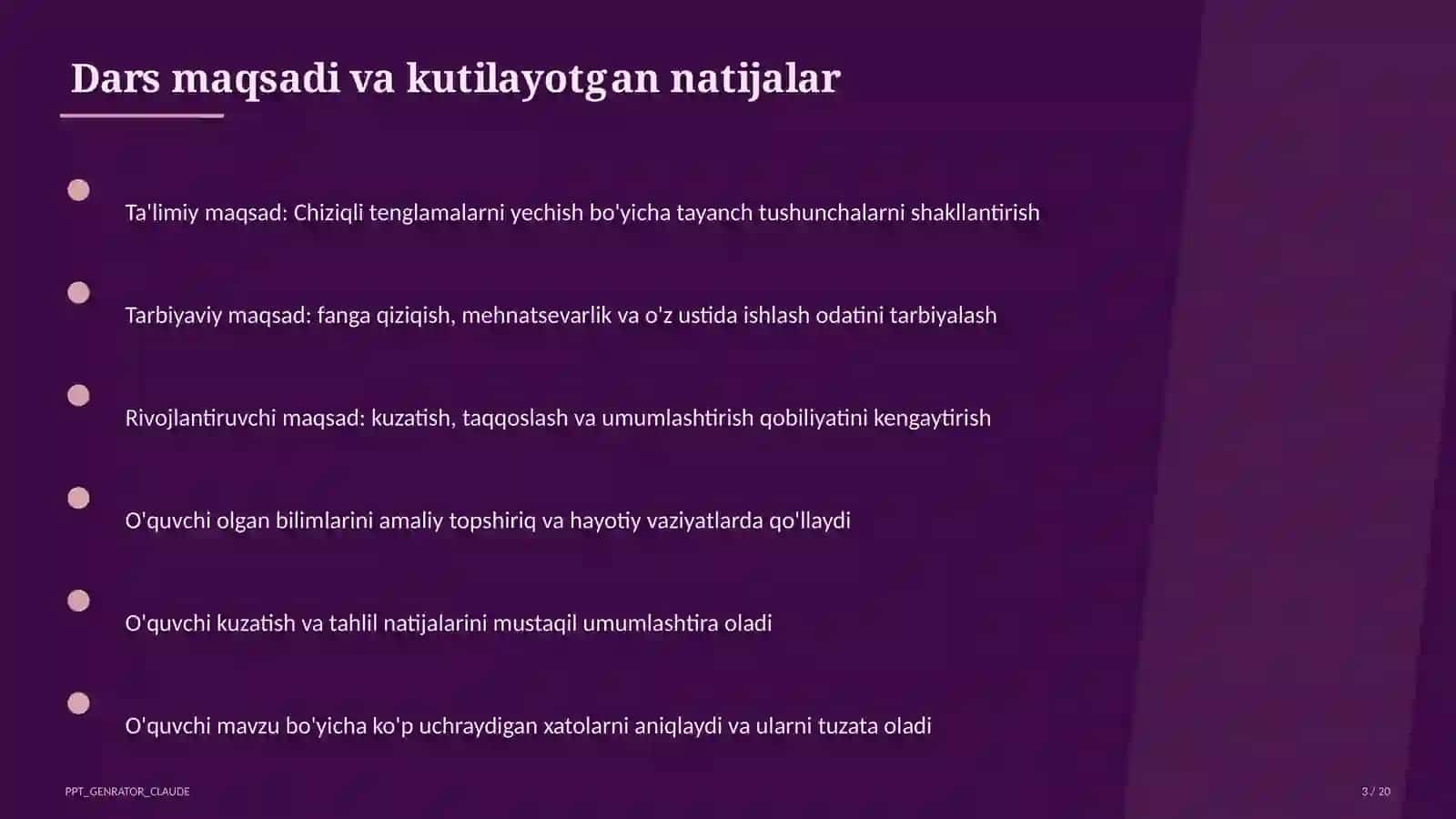 Chiziqli tenglamalarni yechish (6-sinf) 3