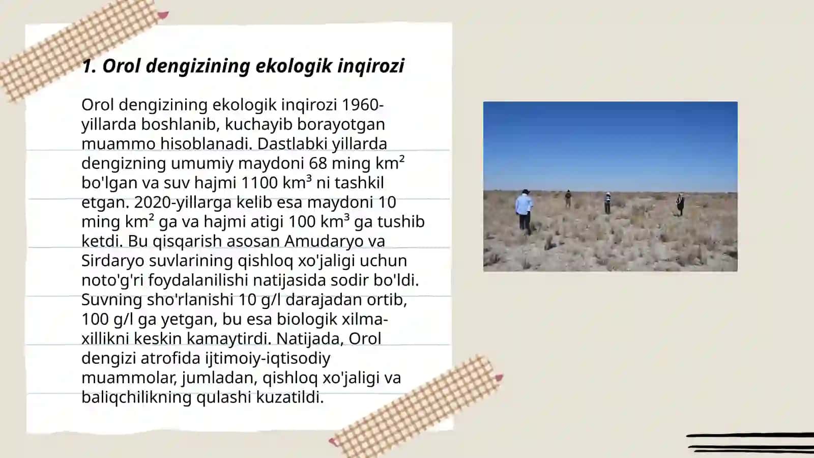 Orol dengizining qurushidan kelib chiqqan muammolar 3