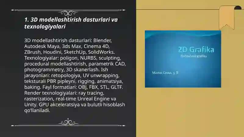 3 olchovli grafika imkoniyatlarini loyxalashda qollash texnalogiyalari 3
