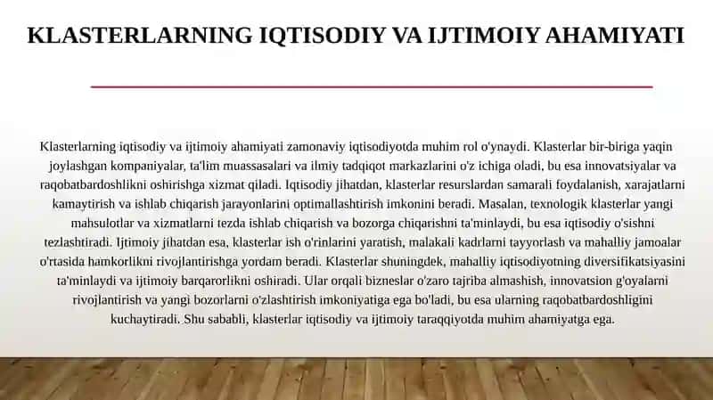 Klaster haqida tushunchalar. 3