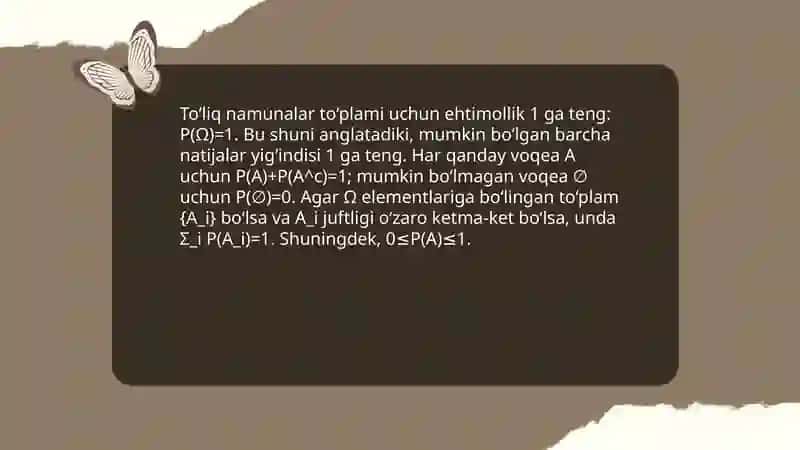 Ehtimollikning xossalari 3