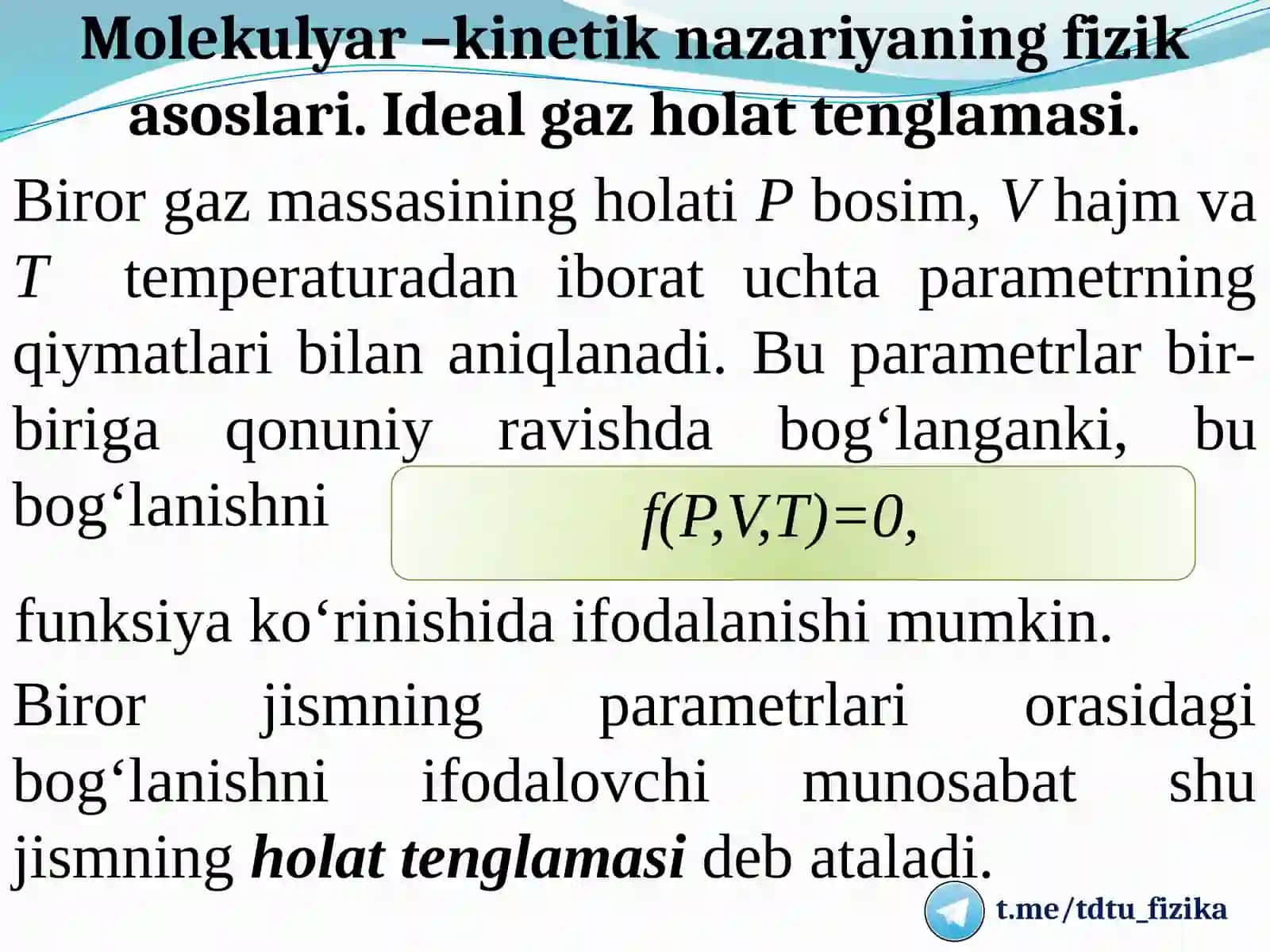 MOLEKULYAR-KINETIK NAZARIYA VA STATISTIK FIZIKA ASOSLARI 3