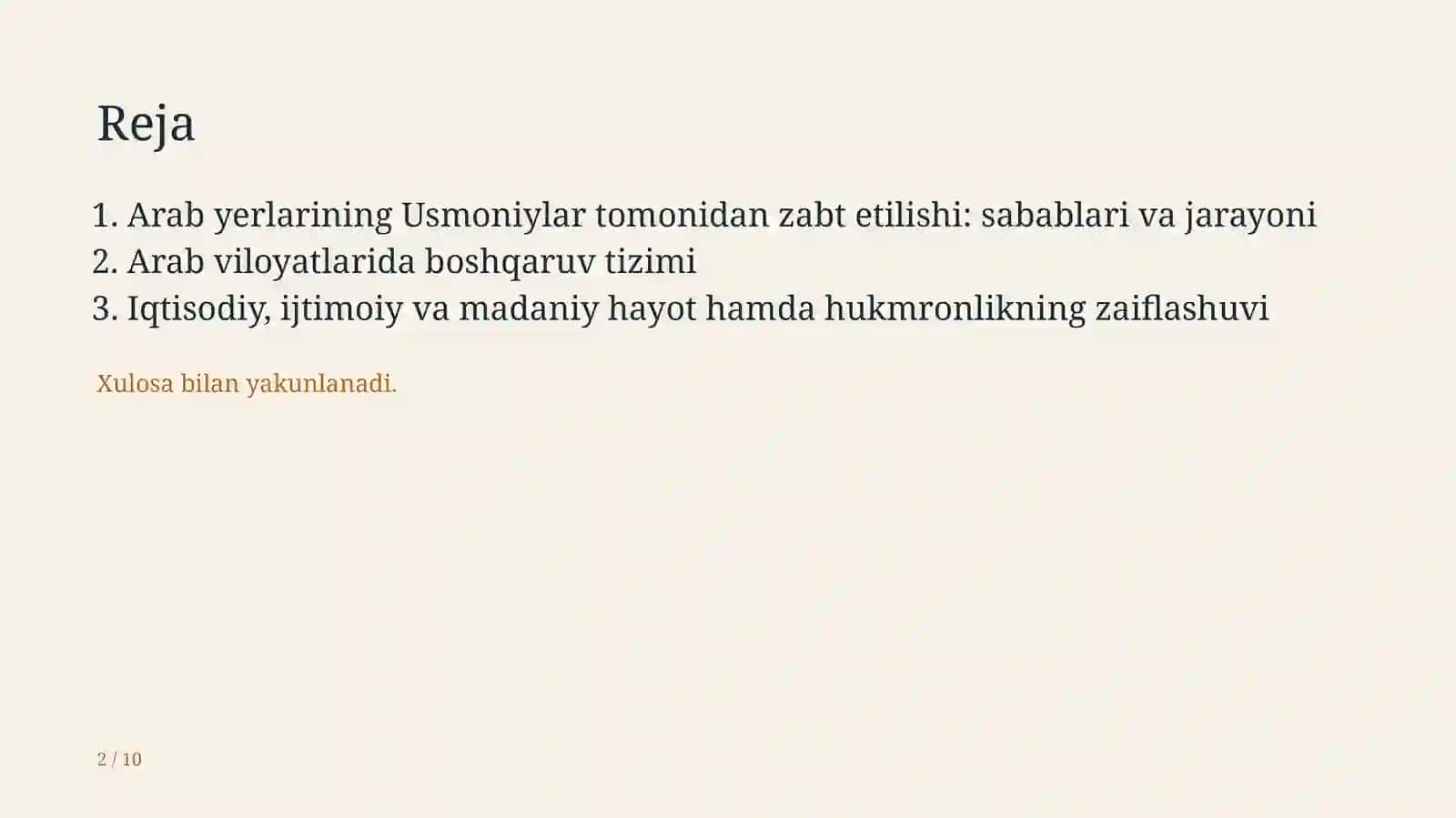 Arab davlatlari Usmoniylar imperiyasi hukmronligi ostida XVI asr – XX asr boshlari 3