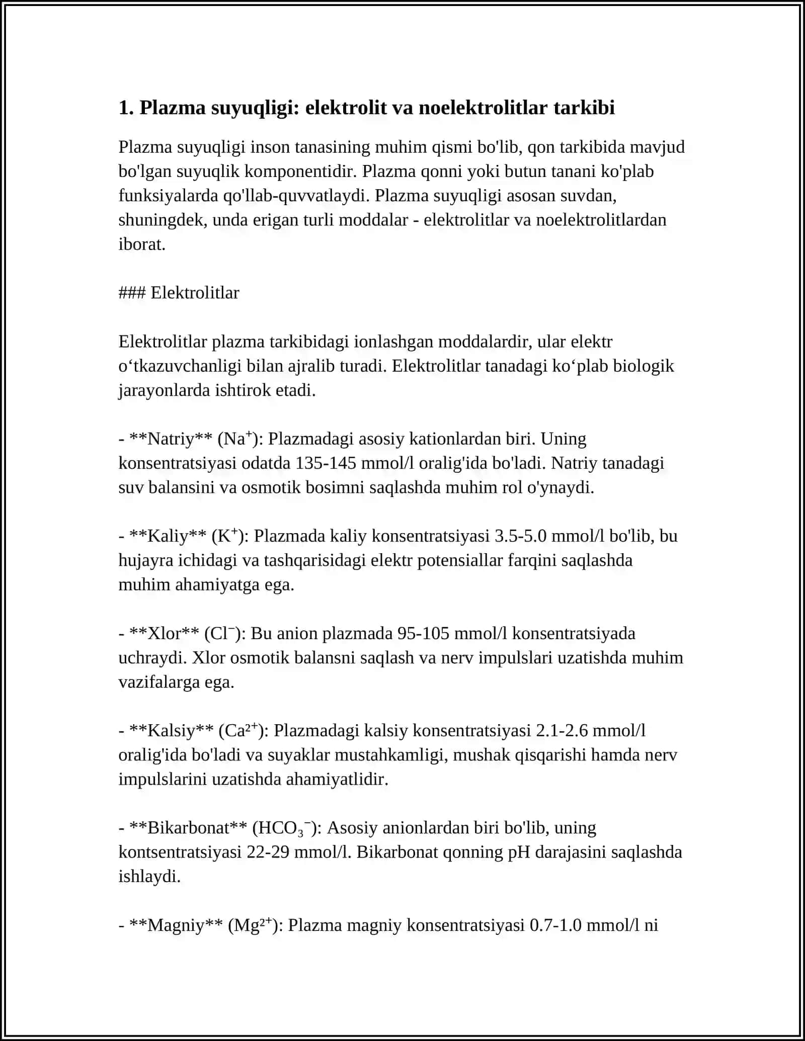 ORGANIZMNING BIOLOGIK SUYUQLIKLARI ELEKTROLIT VA NOELEKTROLITLAR ERITMALARI SIFATIDA 3