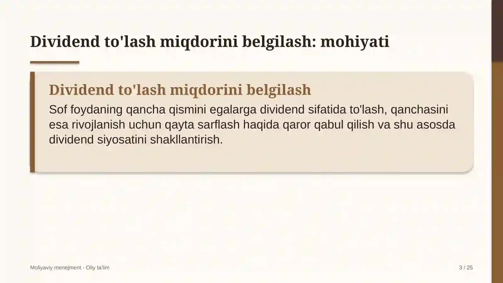 davlat moliyaviy nazorati organlarida dividend to'lash miqdorini belgilash 1150 3