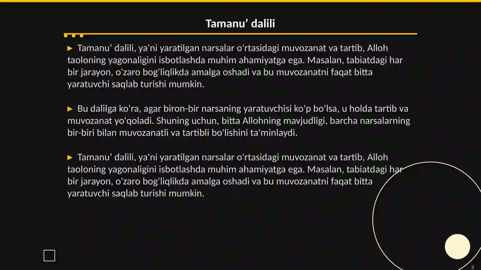 Tamanu’ dalili 3