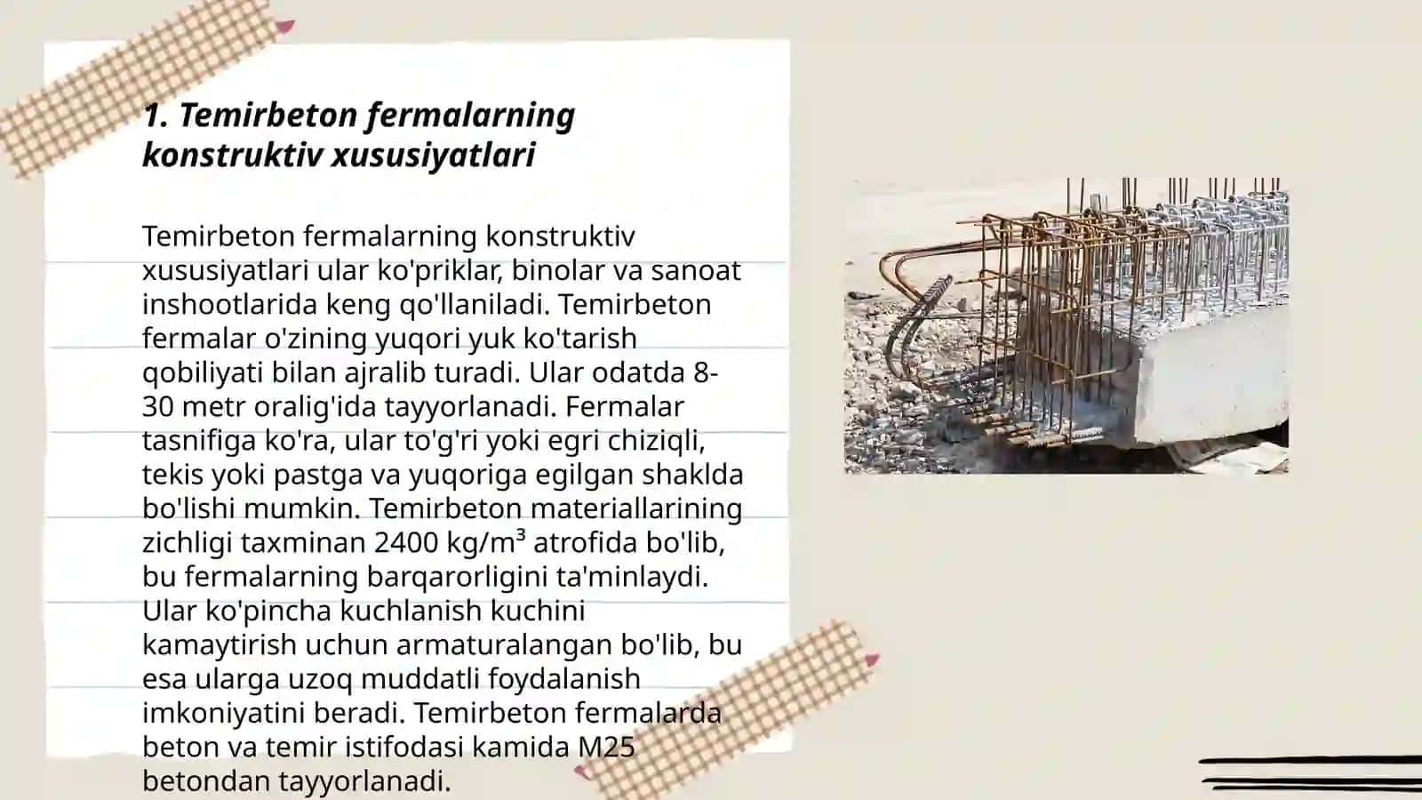 Temirbeton fermalarining cho‘zilishga ishlaydigan elementlarini hisoblash 3