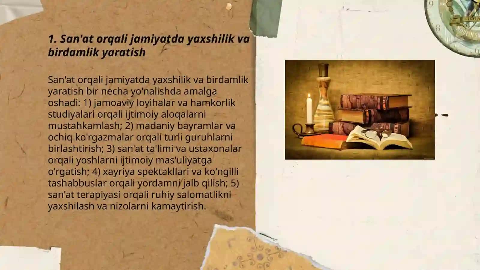 San'at orqali jamiyatda yaxshilik va birdamlik yaratish 3