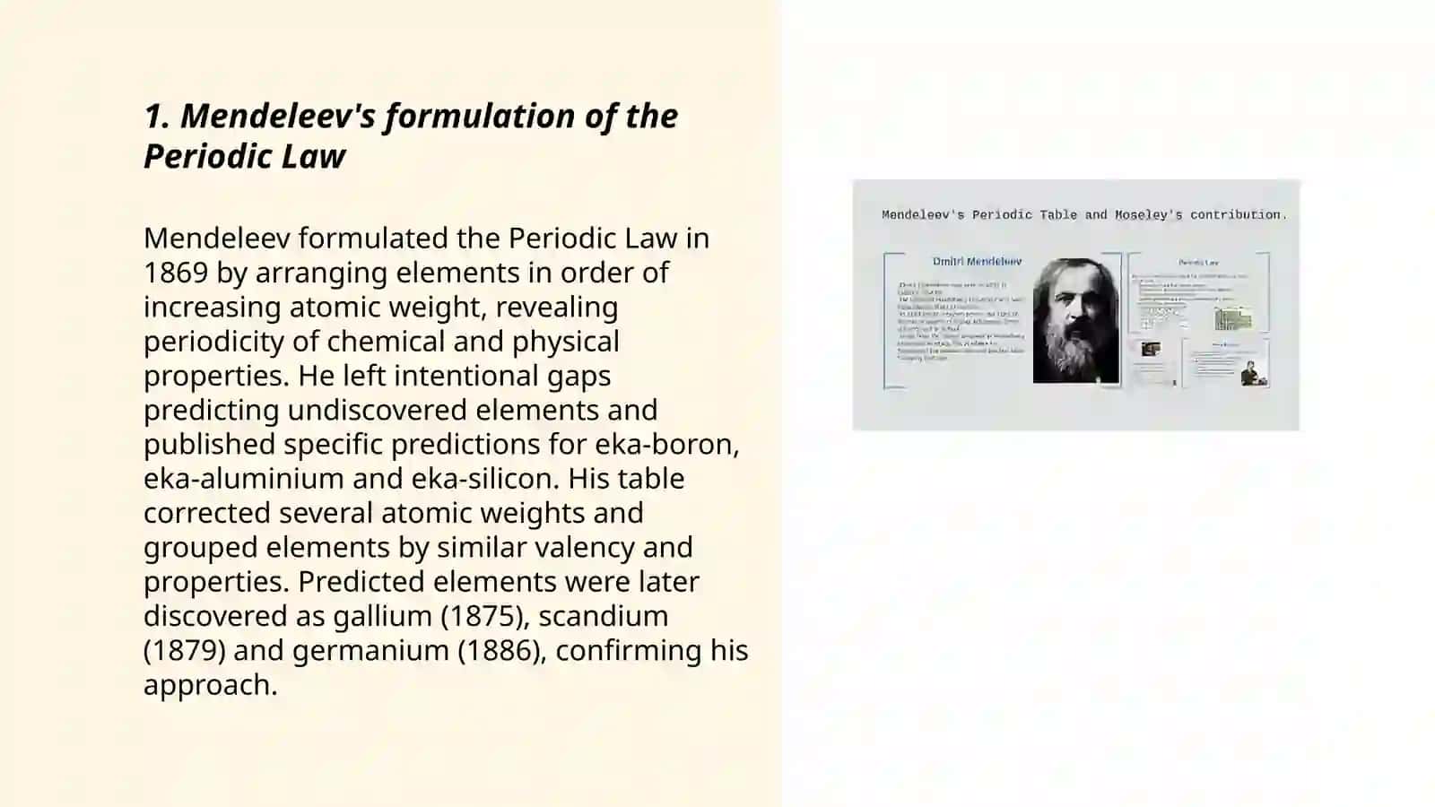 Mendeleev's contribution to chemistry 3