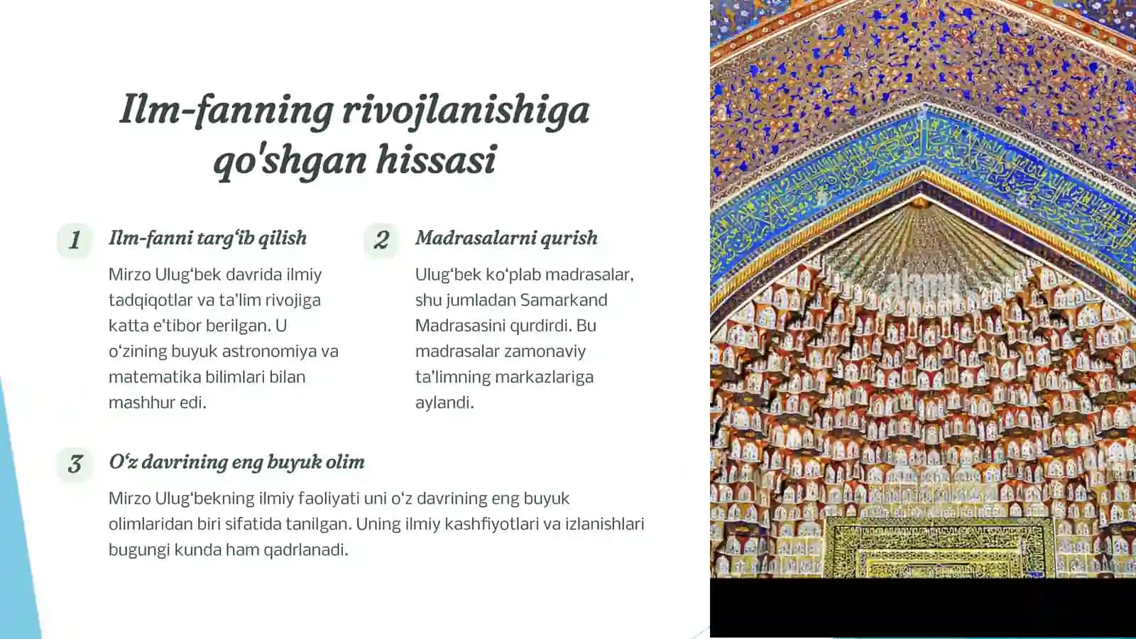 MirzoUlug‘bek - Davlat arbobi va buyuk olim 3
