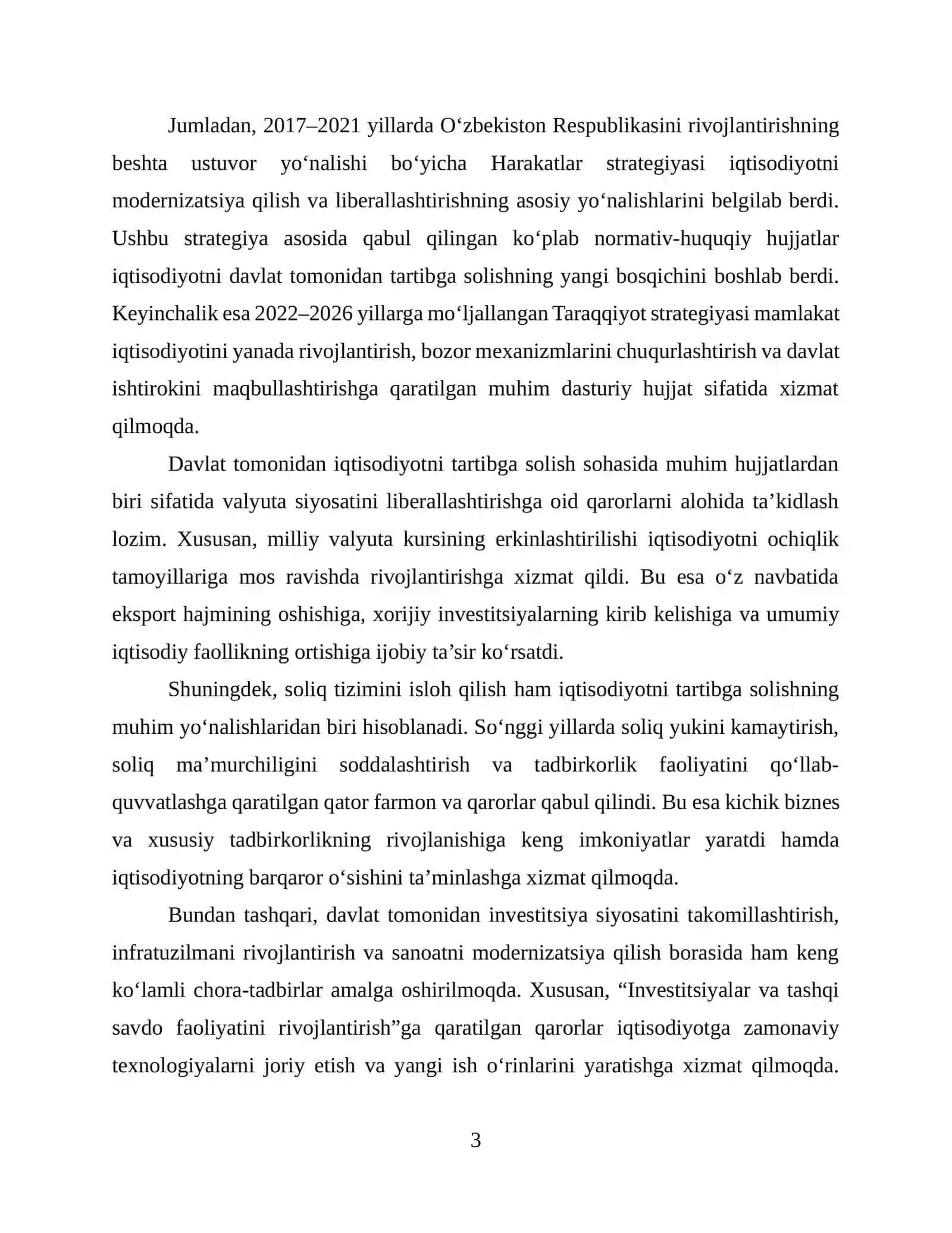 Iqtisodiyotni davlat tomonidan tartibga solish, uning vositalari va usullari mavzusida kurs ishi 3
