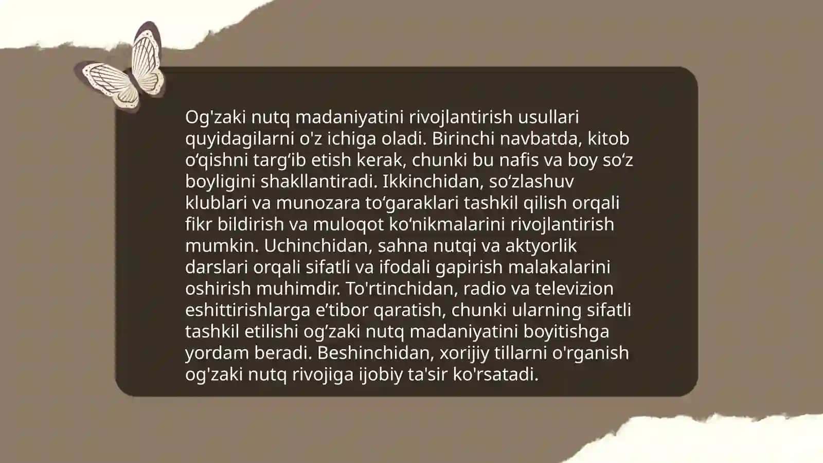O’quvchilarning og’zaki va yozma malakalarini oshirish 3