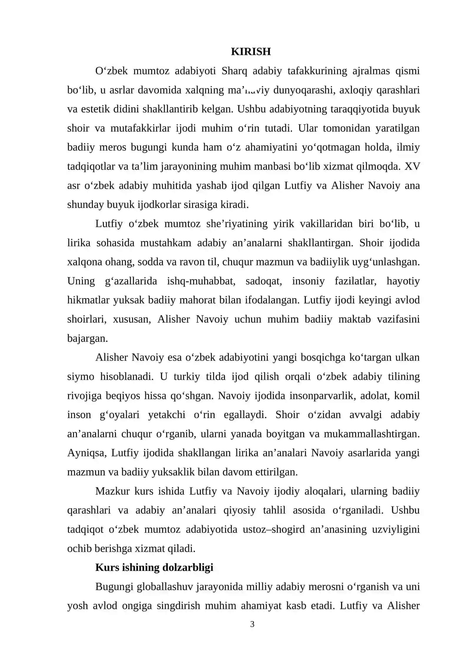 Lutfiy va Alisher Navoiy ijodining o‘zbek mumtoz adabiyotidagi o‘rni 3