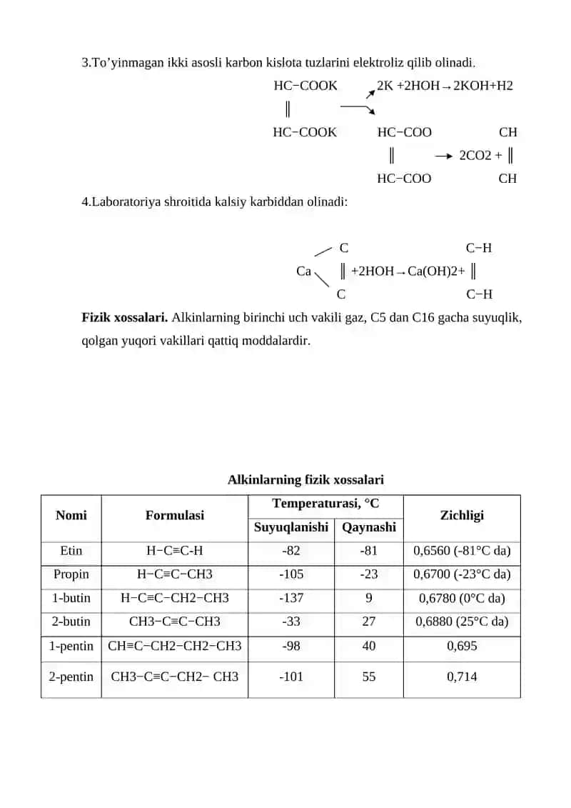 Alkinlar (asetilen uglevodorodlar) 3