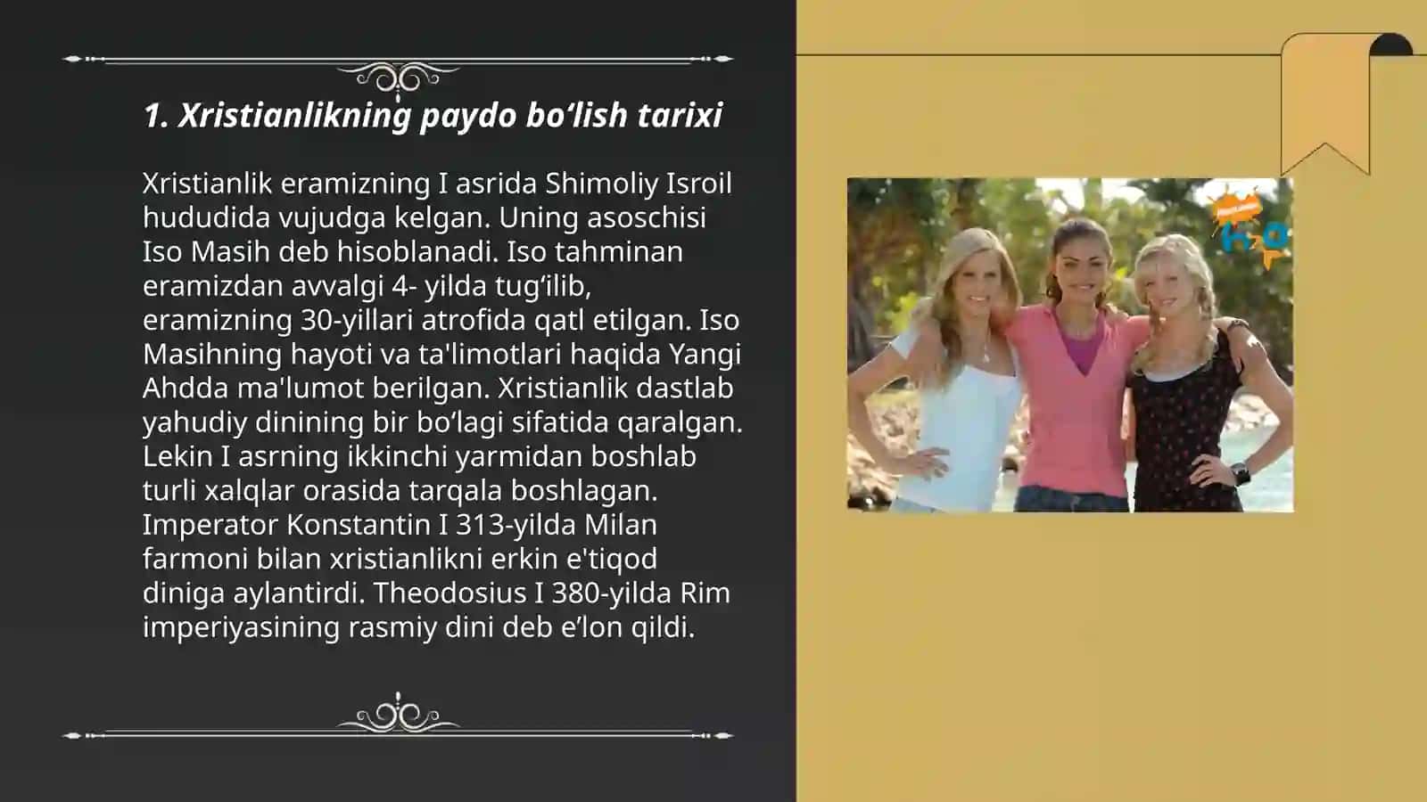 Xiristianlikning paydo bo'lishi, aqidalari, asosiy yo‘nalishlari, ta'limotlari va manbalari 3