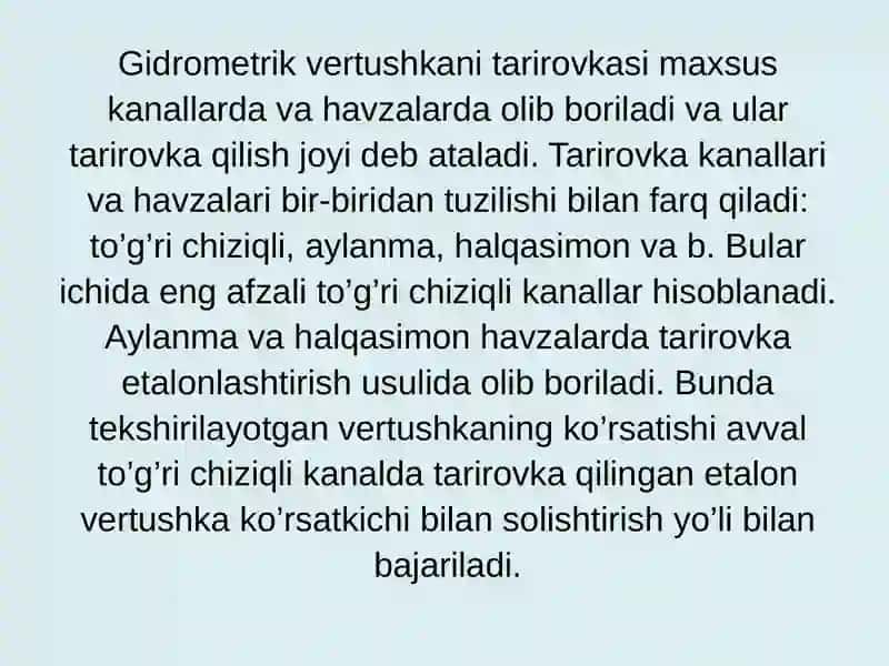 Gidrometrik parraklarni tatirofkalash 3
