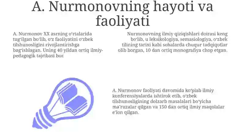 A. Nurmonovning o'zbek tilshunosligi tarixiga oid asarlari: mavzular va g'oyalar 3