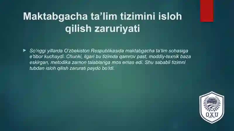 O'zbekistonda maktabgacha ta'lim tizimini  rivojlantirish 3