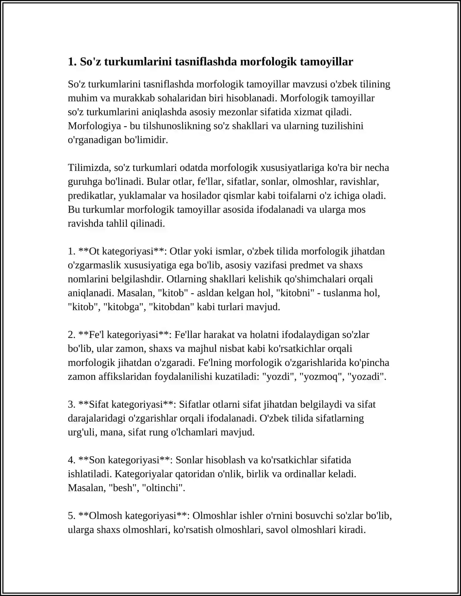 TURLI TILLARDA SO'Z TURKUMLARINI TASNIFLASH TAMOYILLARI 3