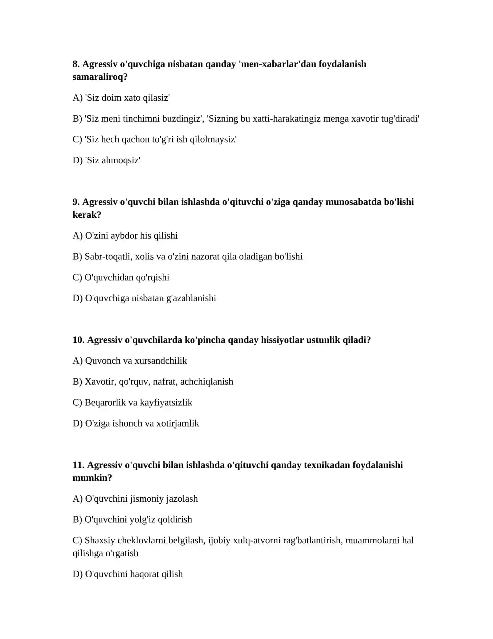 Agressiv oʻquvchilar bilan ishlash metodikasi 3