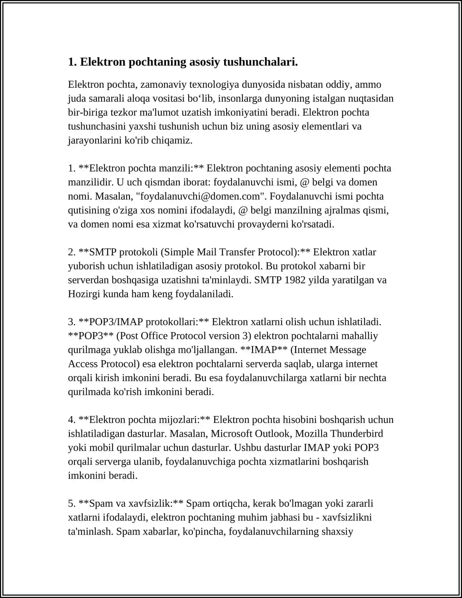 ELEKTRON POCHTALAR BILAN ISHLASH.KERAKLI MA'LUMOTLARNI YUBORISH VA QABUL QILISH 3