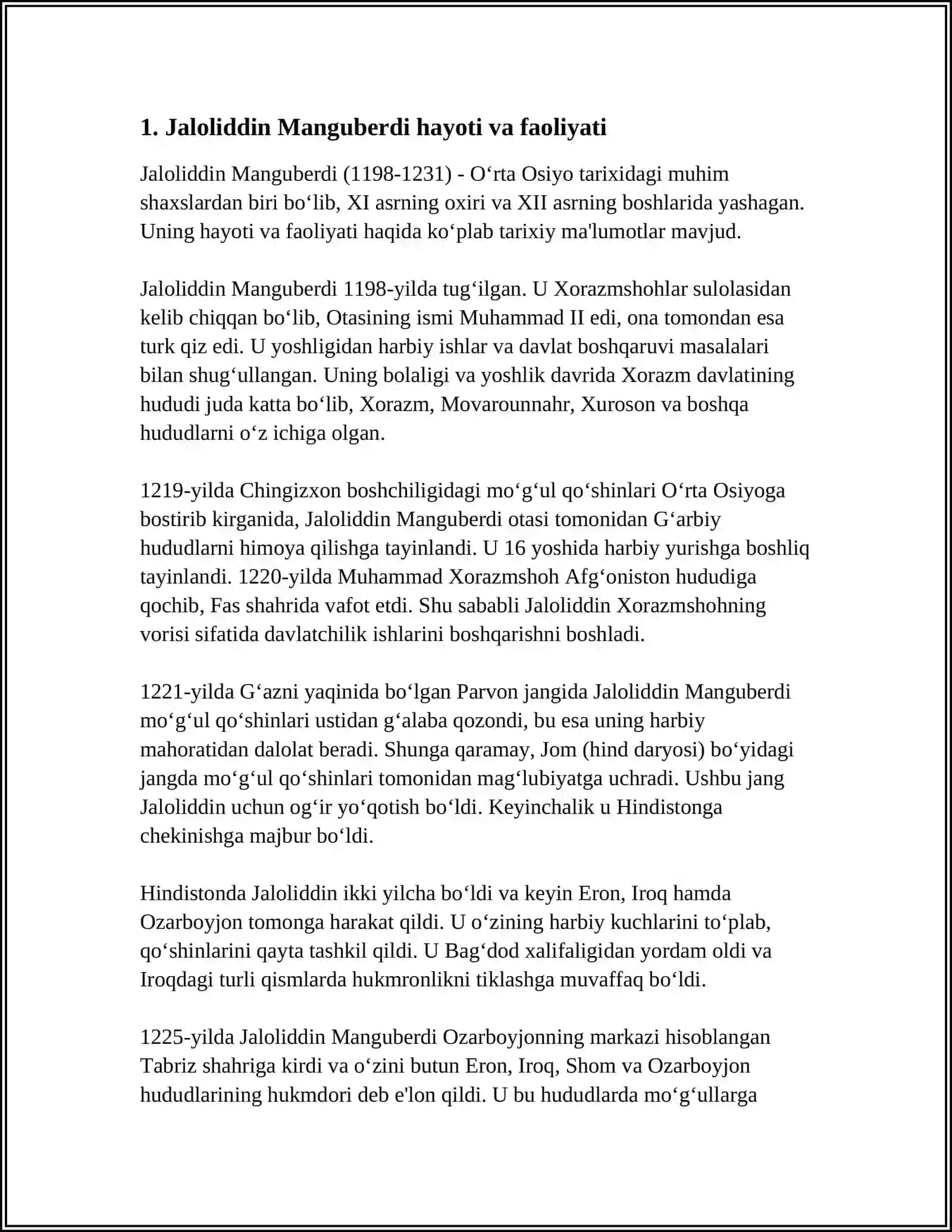 Jaloliddin Manguberdi Vatan Himoqchisi 3