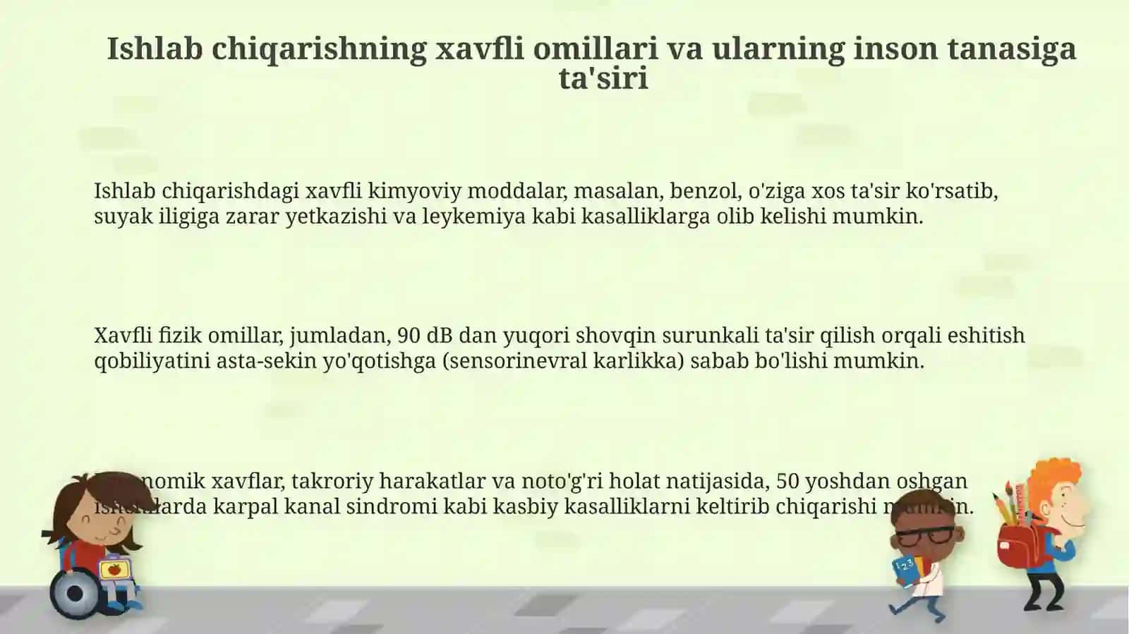 Ishlab chiqarishning xavfli omillari va ularning inson tanasiga ta'siri 3