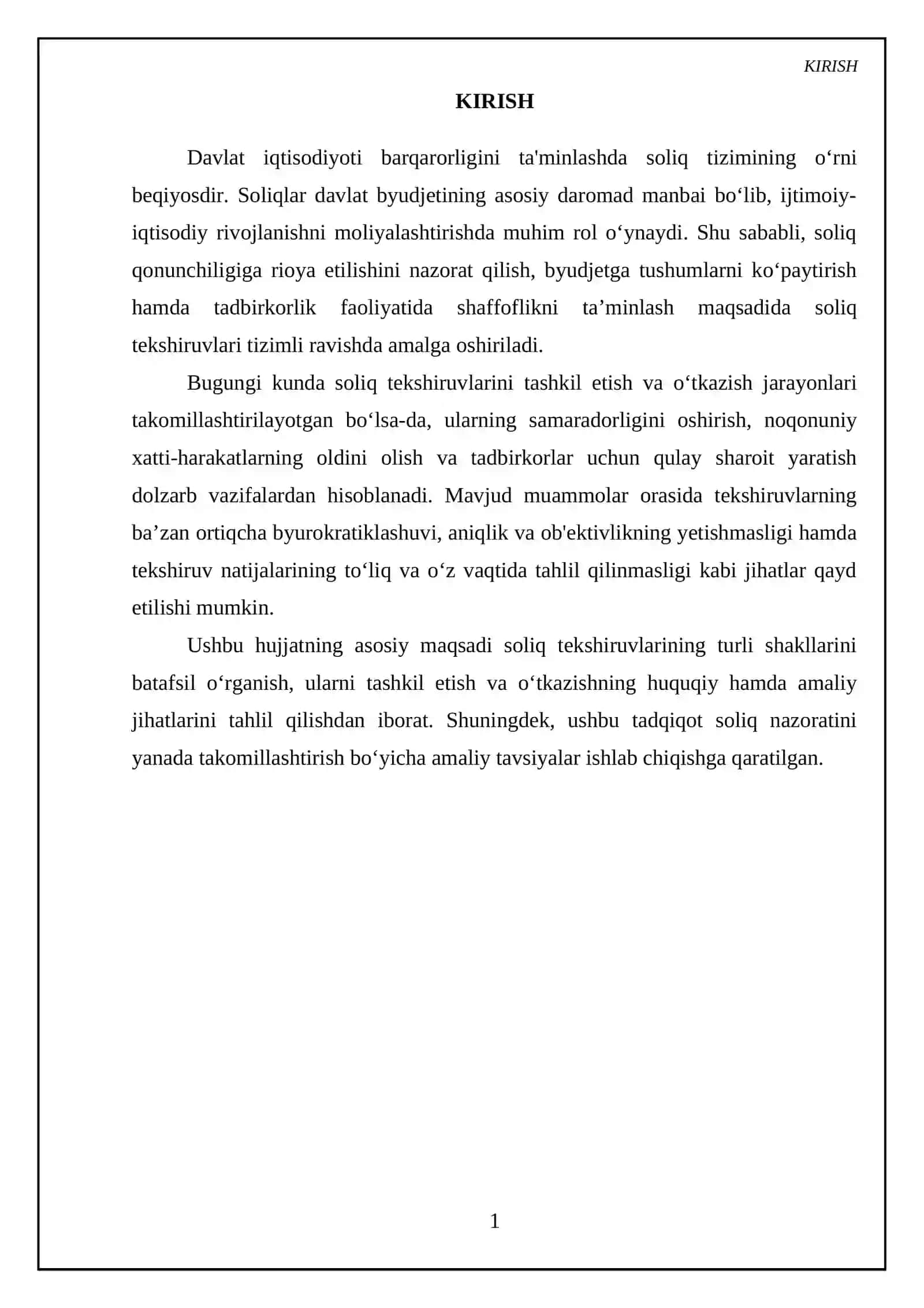 Soliq tekshiruvlarining turlari,ularni tashkil etish va o'tkazish tartibi 3