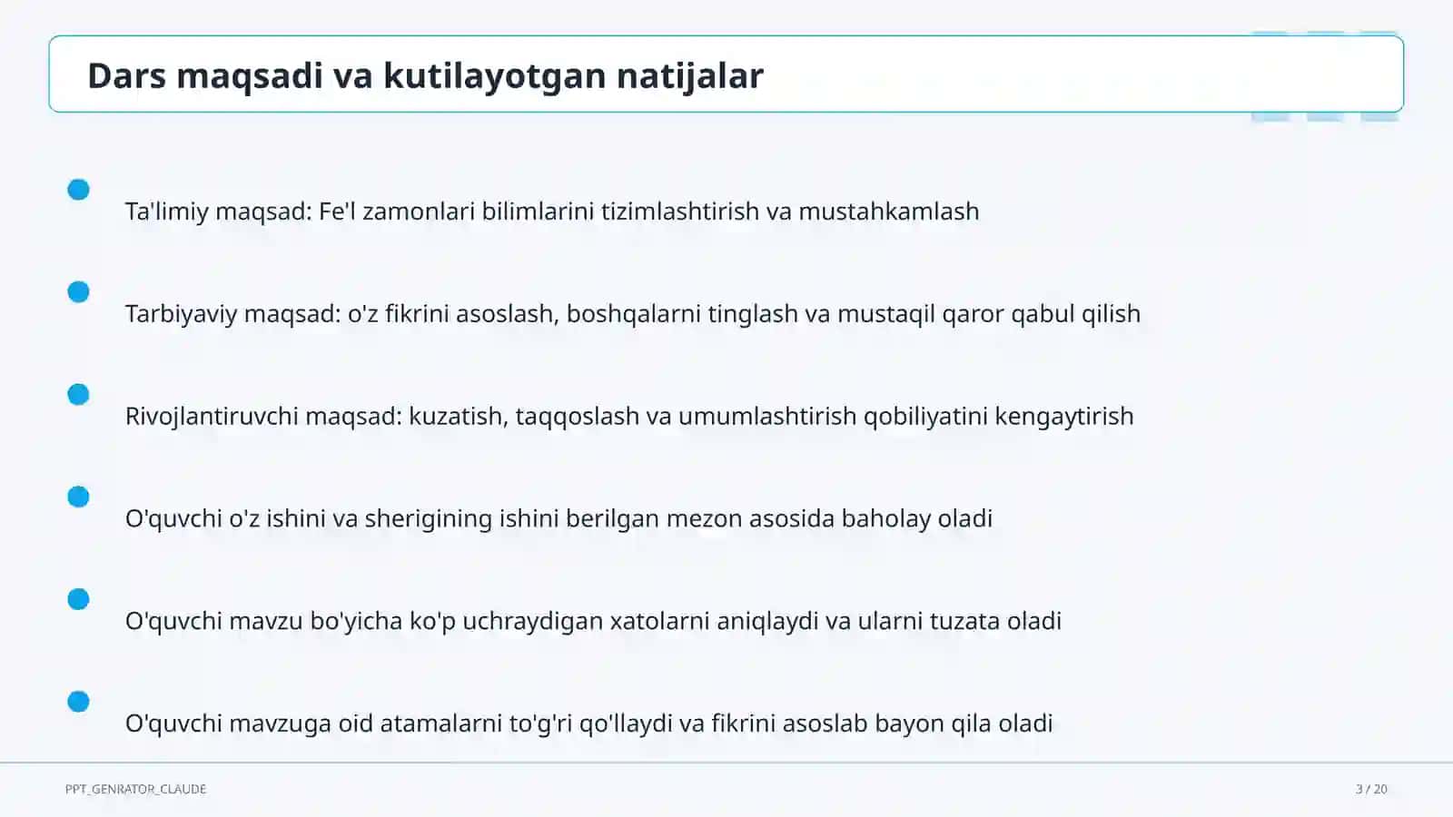 Fe'l zamonlari (4-sinf) 3