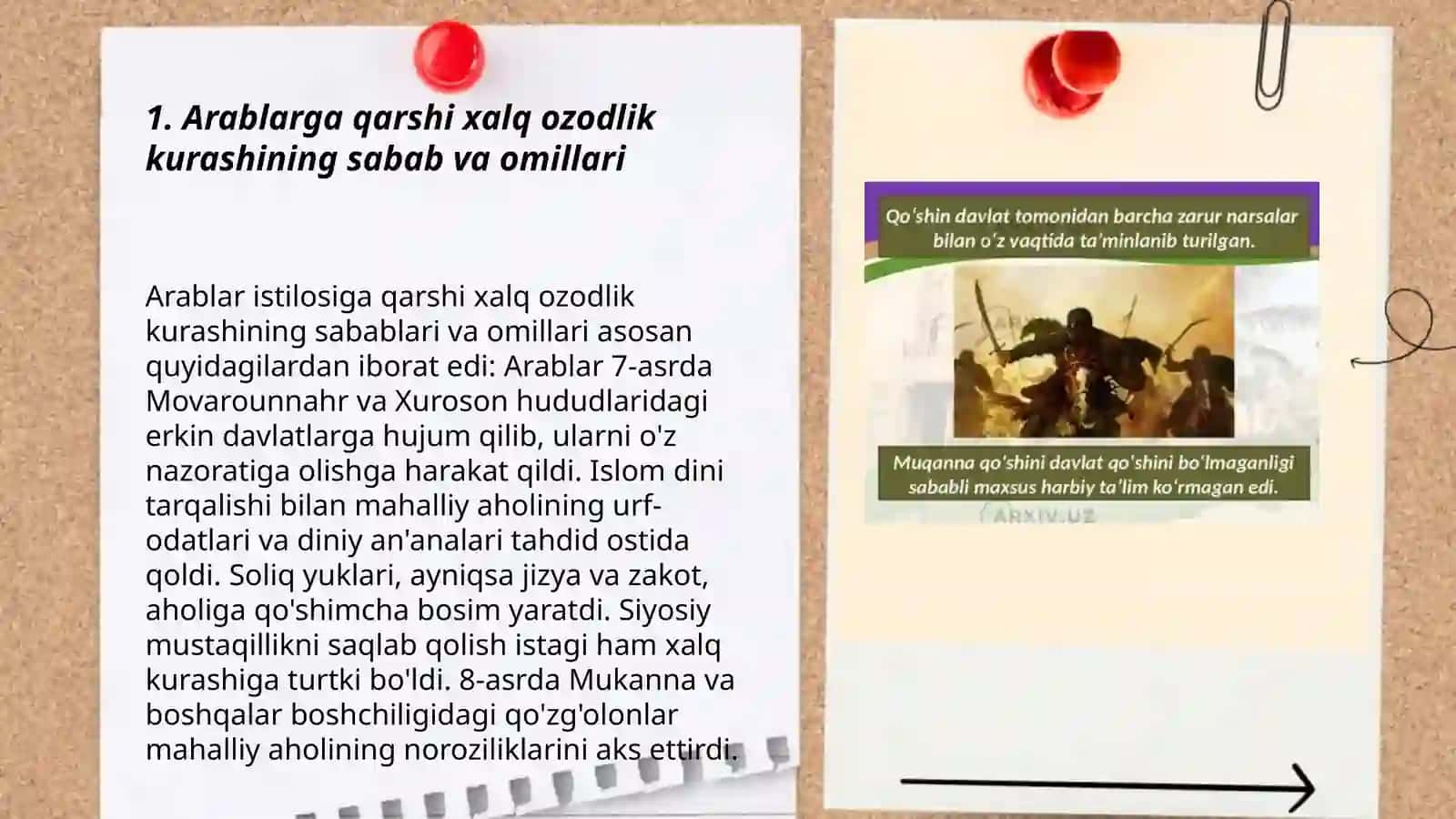 Arablarga qarshi xalq ozodlik kurashining sababi 3