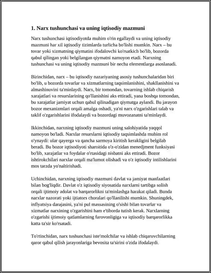 NARXNING MAZMUNI VA UNING OBYEKTIV ASOSLARI 3