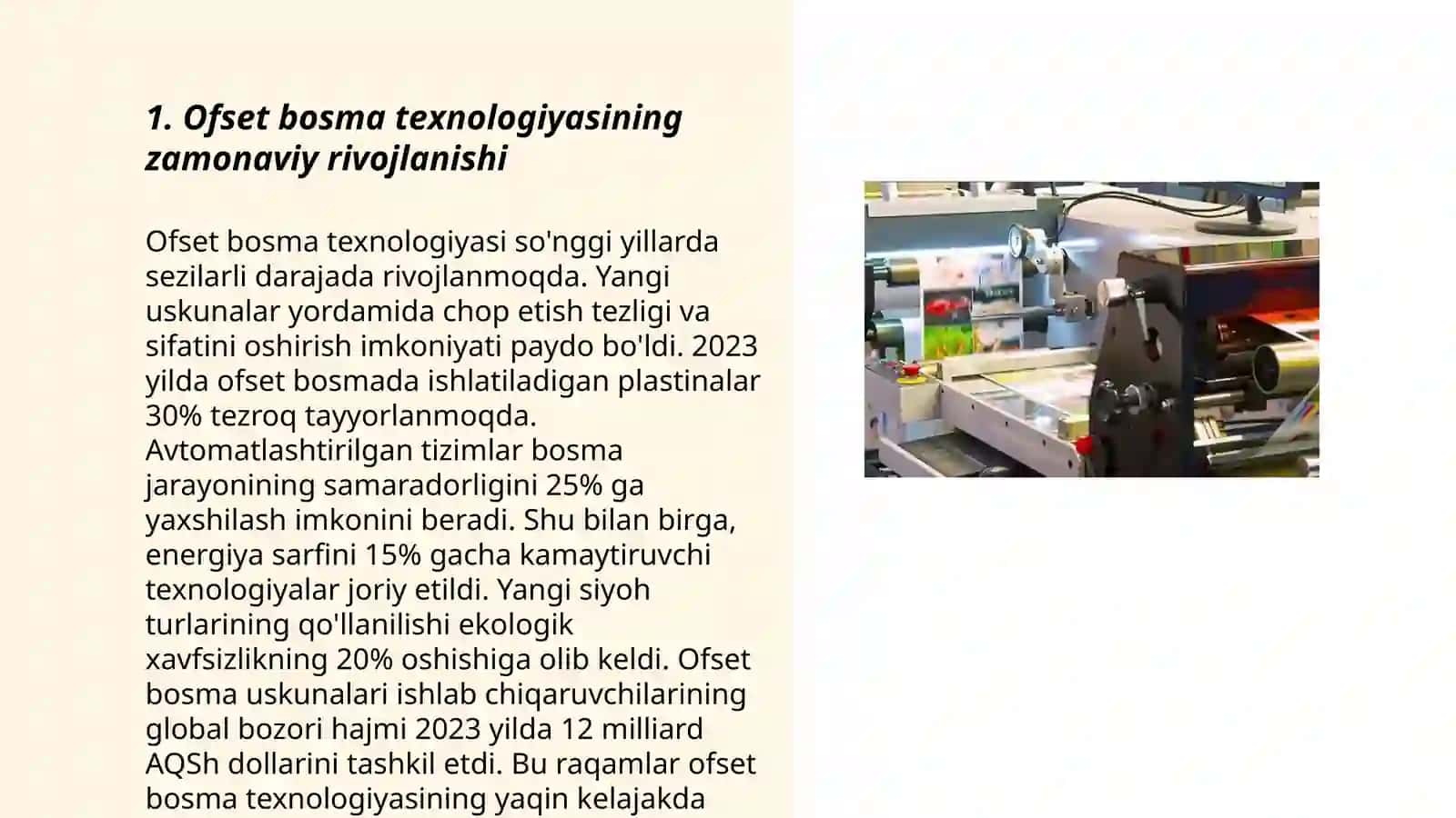 Ofset bosma tayyorlash jarayonlarining avtomatlashtirilishi va zamonaviy texnologiyalardan foydalanish 3