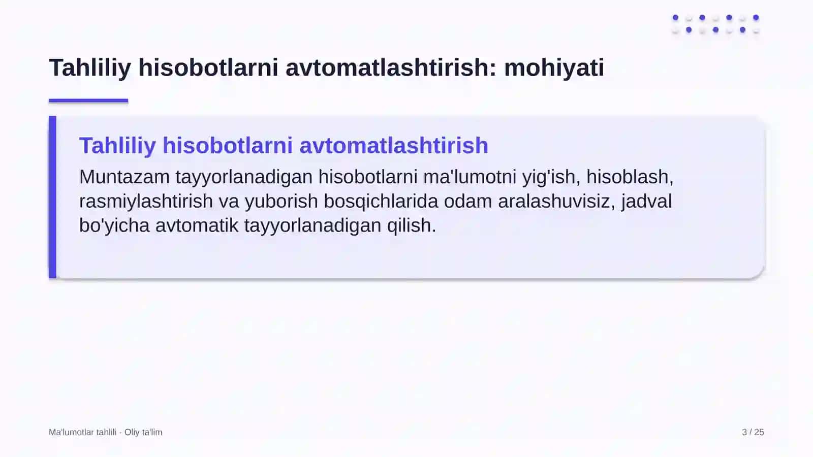 Butik-mehmonxonalarda tahliliy hisobotlarni avtomatlashtirish 3
