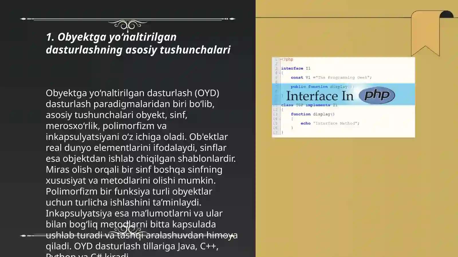 Obyektga yoʻnaltirilgan dasturlash interfeyslar 3