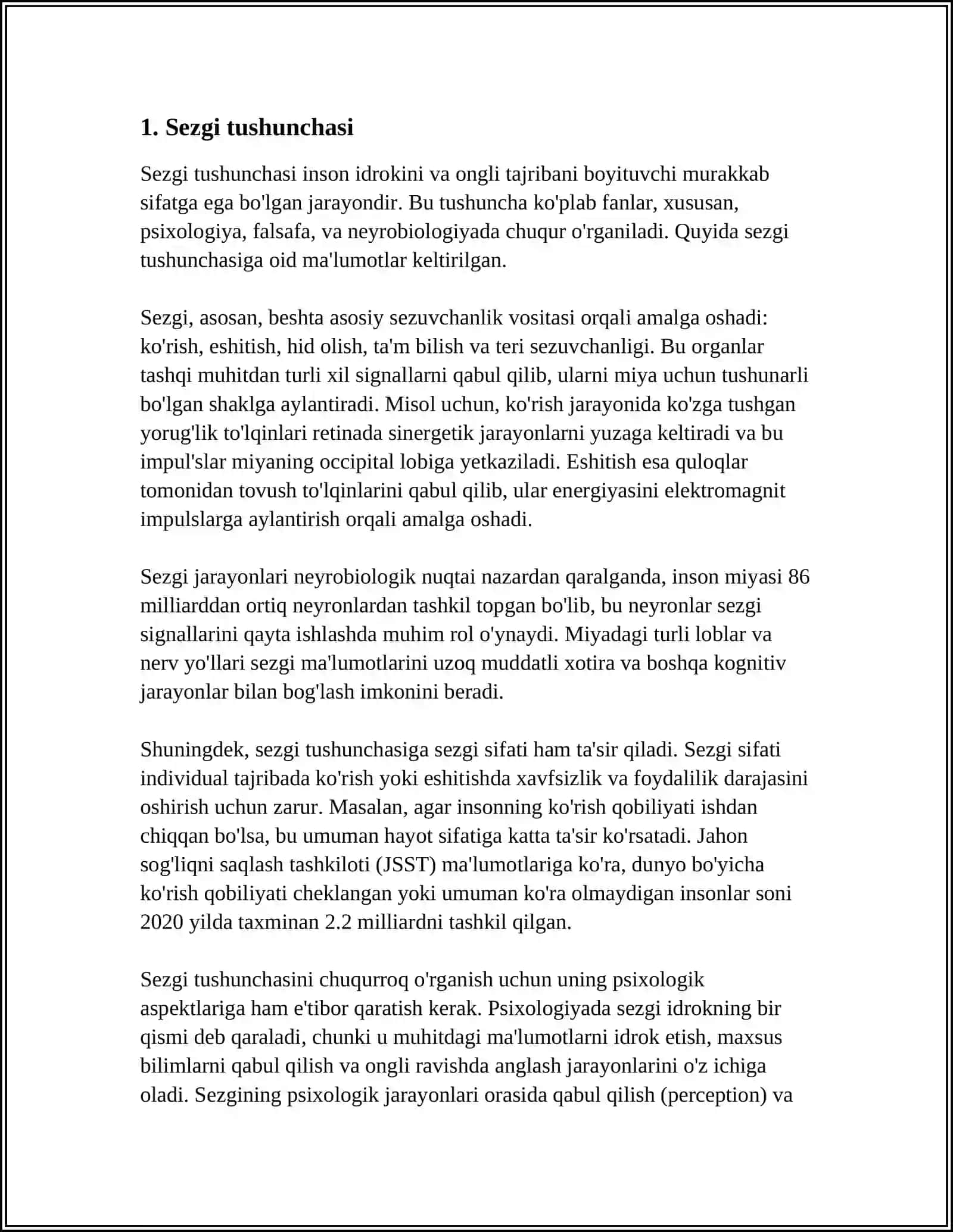 SEZGI VA IDROK, ULARNING FARQI 3