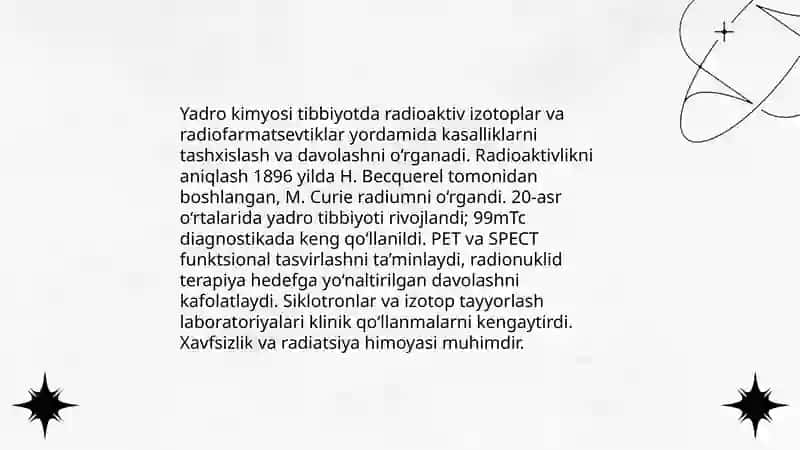 Yadro kimyosining tibbiyotdagi o‘rni 3