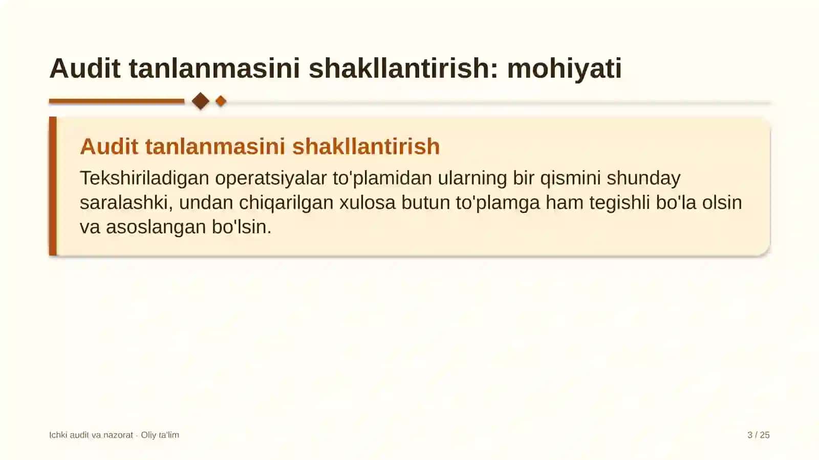 maktabdan tashqari ta'lim muassasalarida audit tanlanmasini shakllantirish 8524 3