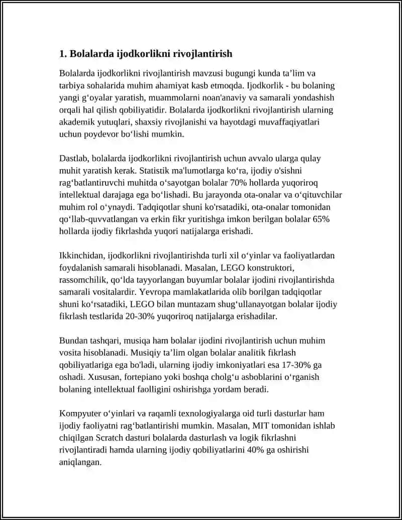 Bolalarda Ijodkorlikni Rivojlantirish 3