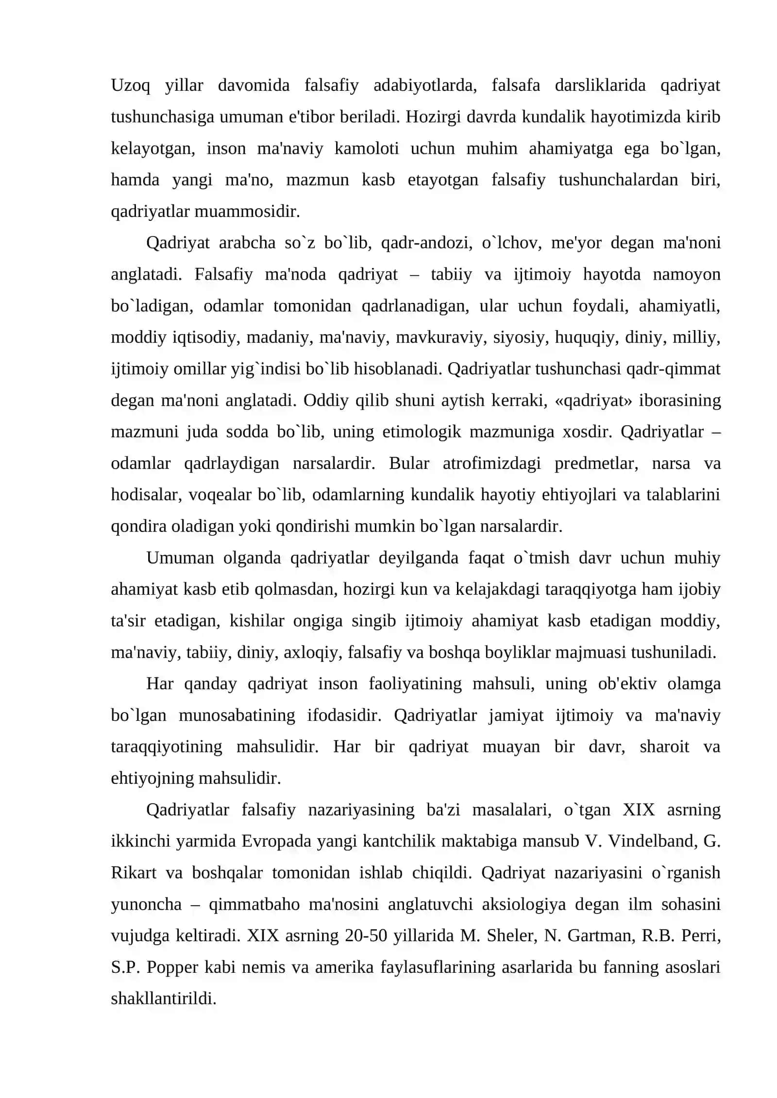 Qadriyatlar falsafasi. O’zbekistonda insdon qadri va shaxs erkinligi 3